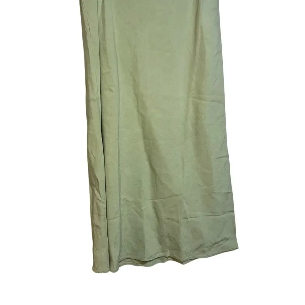 Madewell Light Green Layton Midi Slip Skirt SZ 6 NWT Linen Twee Modest Twill - Picture 4 of 12